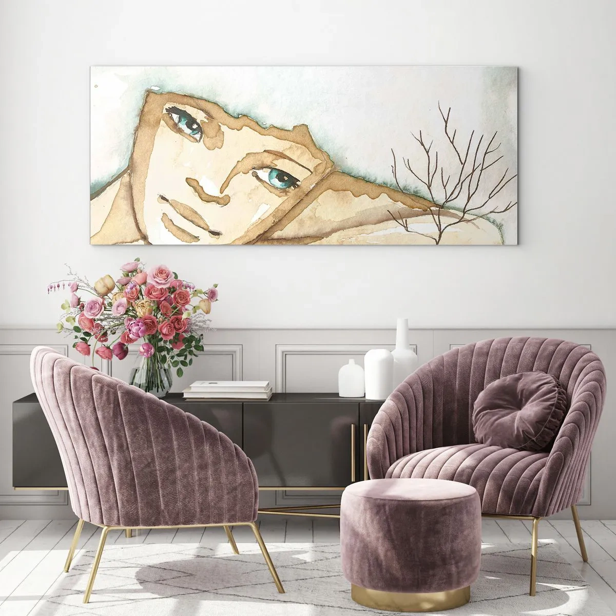 Glastavla - Bild på glas - Poesiträdet växer ur tystnaden - 90x30 cm