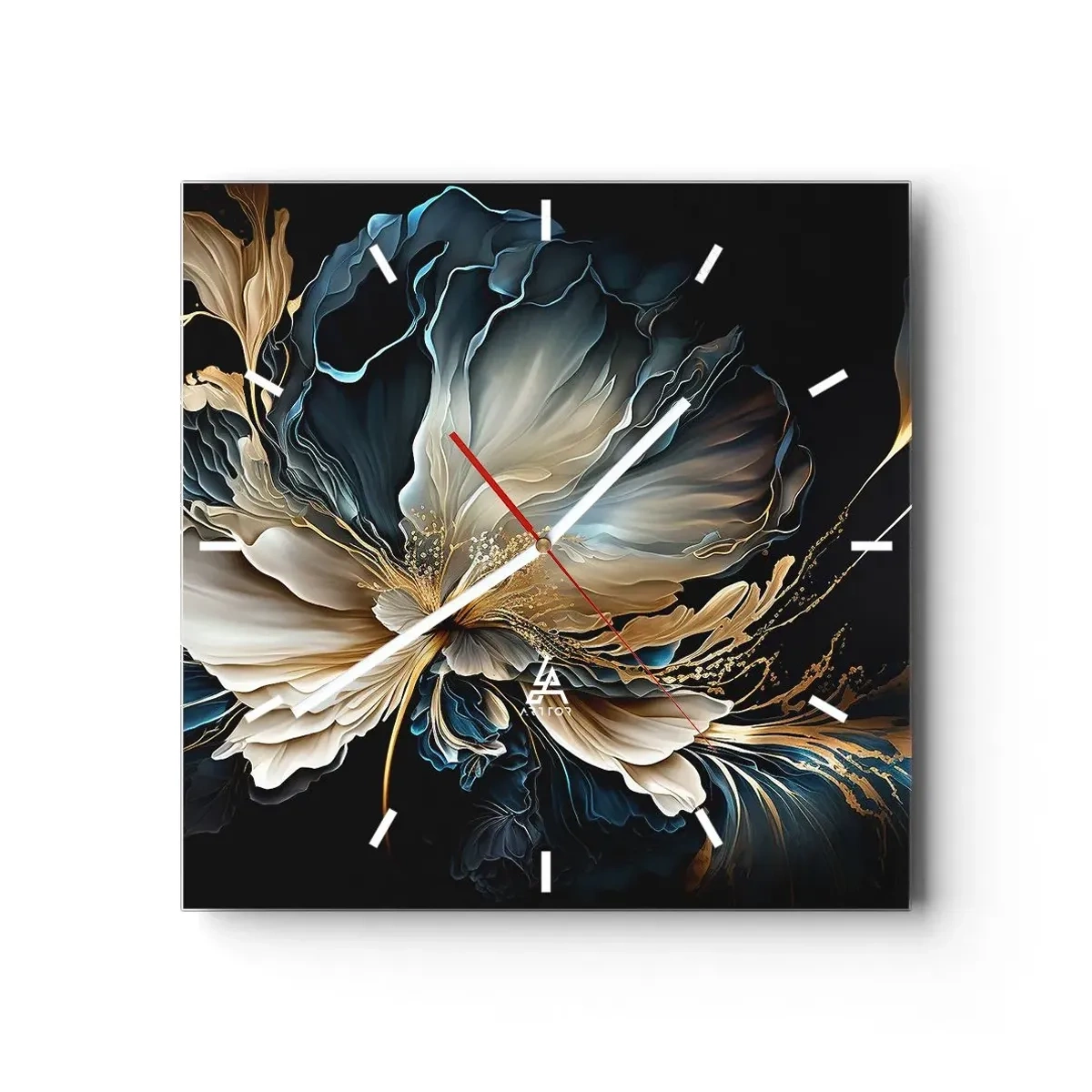 Väggklocka - Klocka på glas - Sagolik ormbunksblomma - 40x40 cm