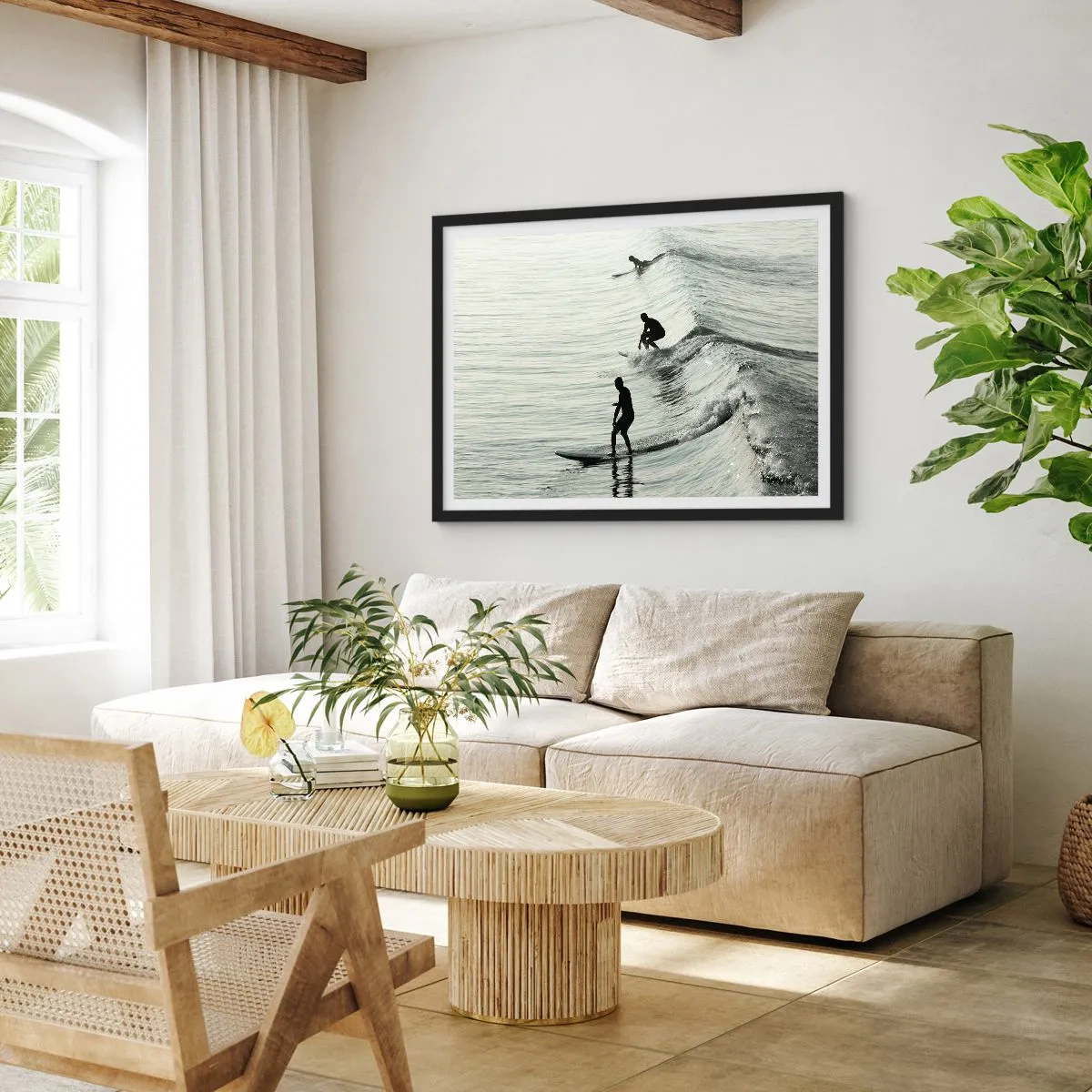Affisch i svart ram - Att möta vågen - 70x50 cm