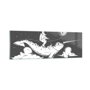 Glastavla - Bild på glas - Rymdryttare - 90x30 cm
