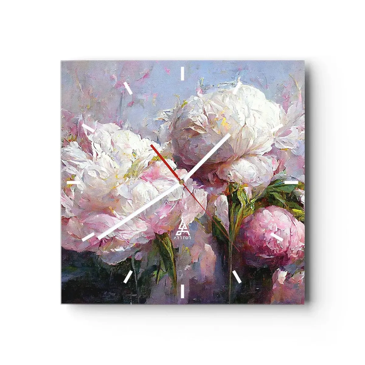 Väggklocka - Klocka på glas - En bukett full av liv - 40x40 cm
