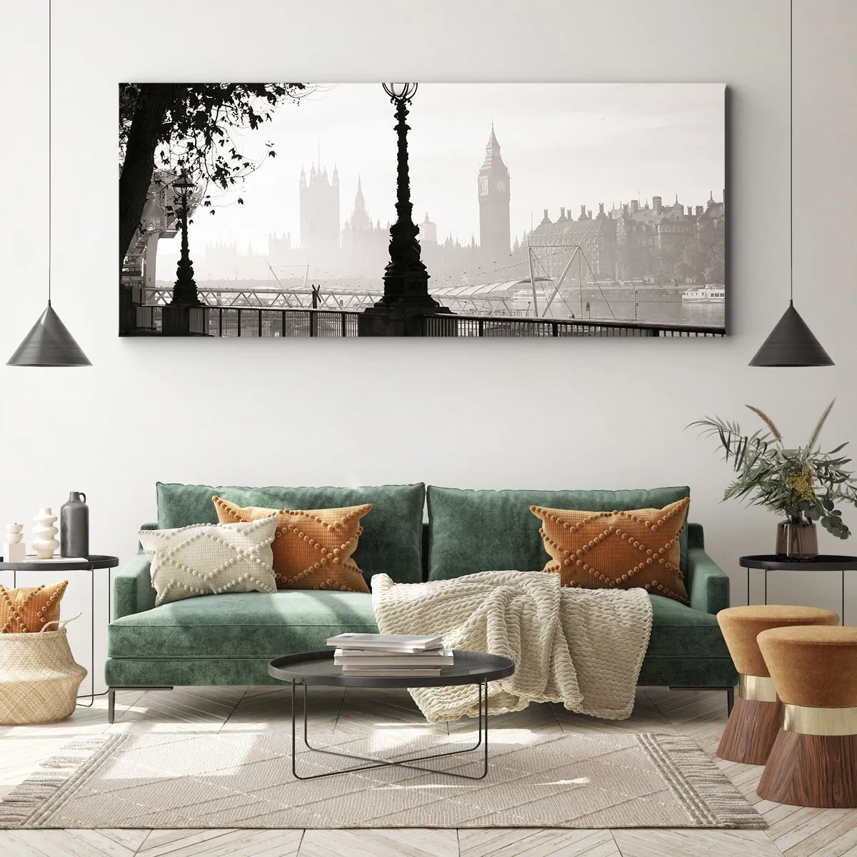 Canvastavla - Bild på duk - Morgon i London - 100x40 cm