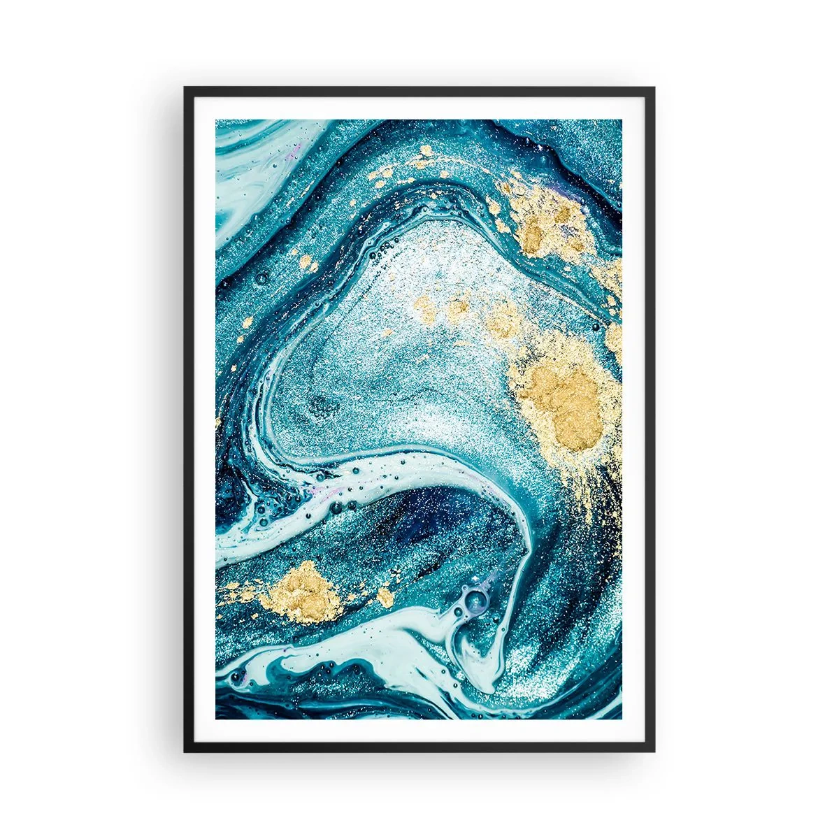 Affisch i svart ram - Blå virvel - 70x100 cm