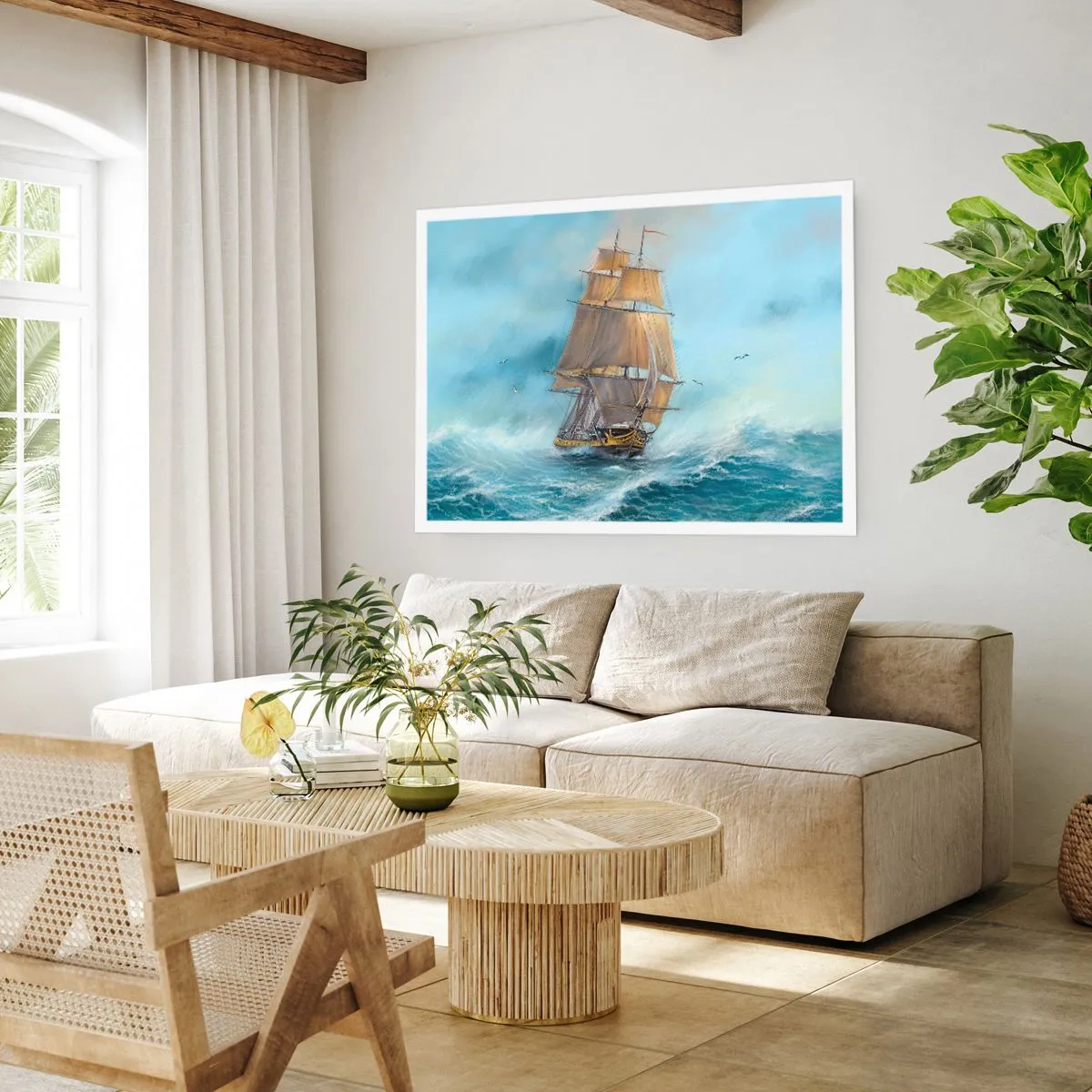 Affisch - Vinkande genom vågorna - 100x70 cm