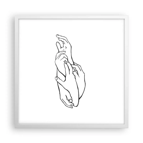Affisch i vit ram - Hand i hand - 50x50 cm