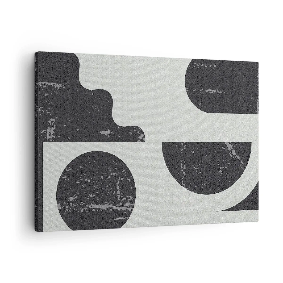 Canvastavla - Bild på duk - Geometriska mönster i nyanser av svart och grått - 70x50cm - Komposition ovanför och under - Modern väggdekoration för vardagsrum och sovrum ARTTOR