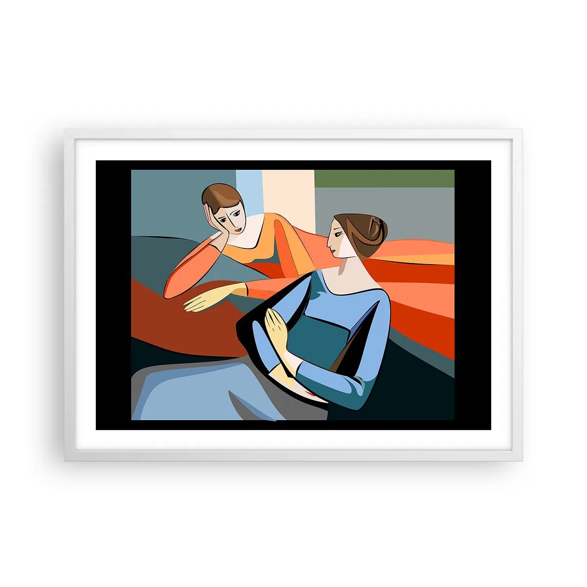 Affisch i vit ram - Ett ögonblick av förtrolighet - 70x50 cm