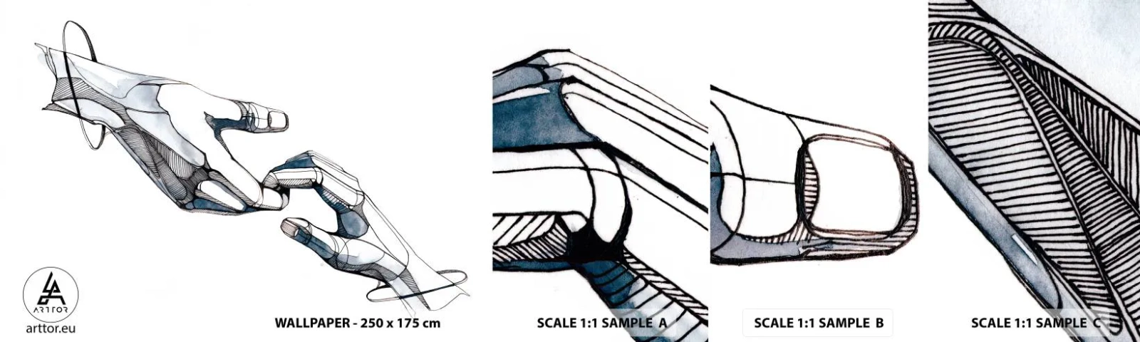 Fototapet Prov Standard Eco - God gest - Abstraktion, Händer, Grafik - 100x30 cm