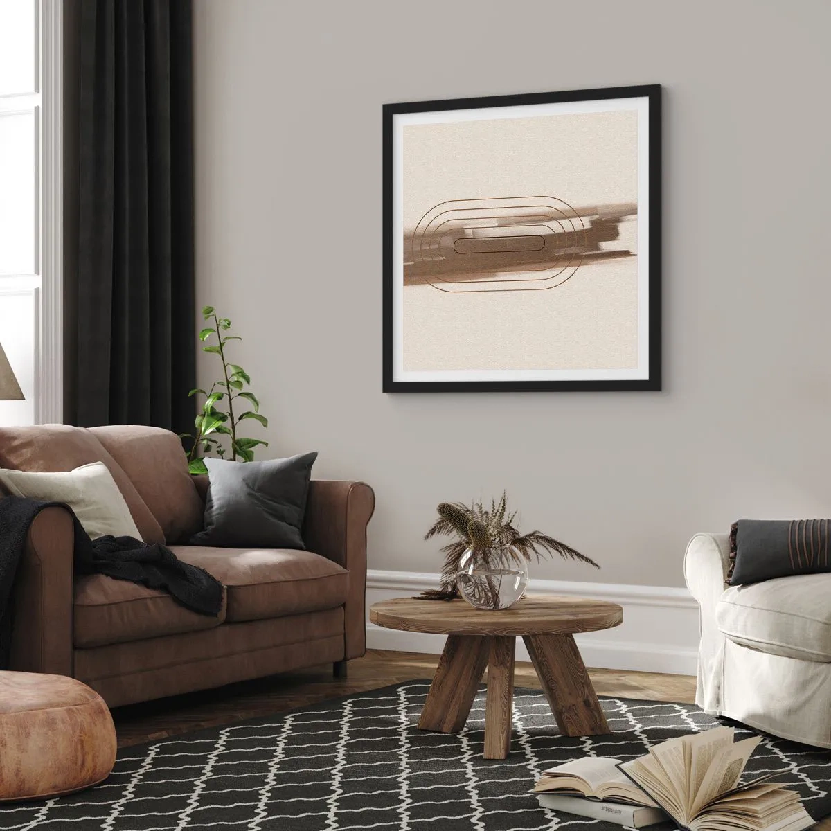 Affisch i svart ram - Grå blåst - 50x50 cm