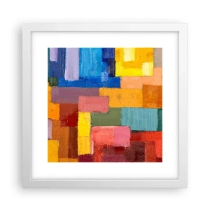 Affisch i vit ram - Alla olika, alla färgglada - 30x30 cm