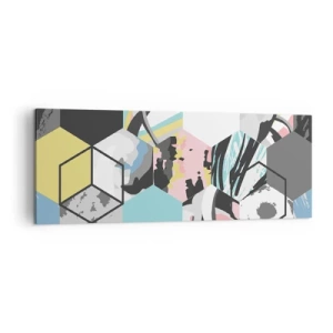 Canvastavla - Bild på duk - Sexkanter och kuber i sex färger - 140x50 cm