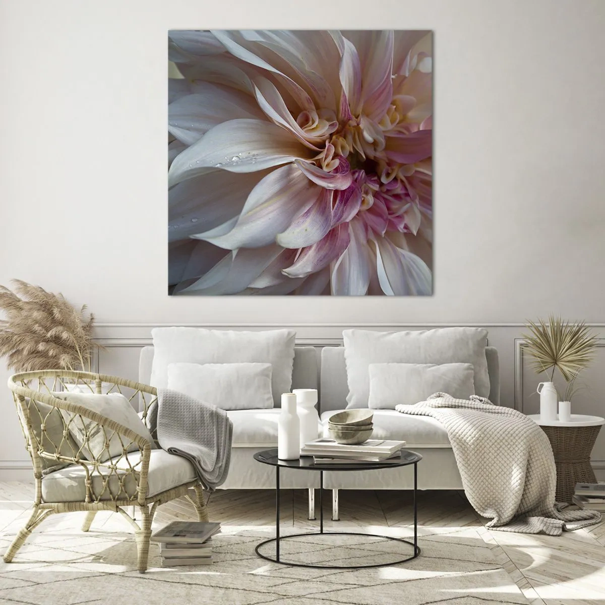 Glastavla - Bild på glas - Blommande friskhet - 40x40 cm