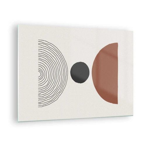 Glastavla - Bild på glas - Abstrakta geometriska former på en ljus bakgrund - 70x50cm - I fokus - Modern väggdekoration för vardagsrum och sovrum ARTTOR