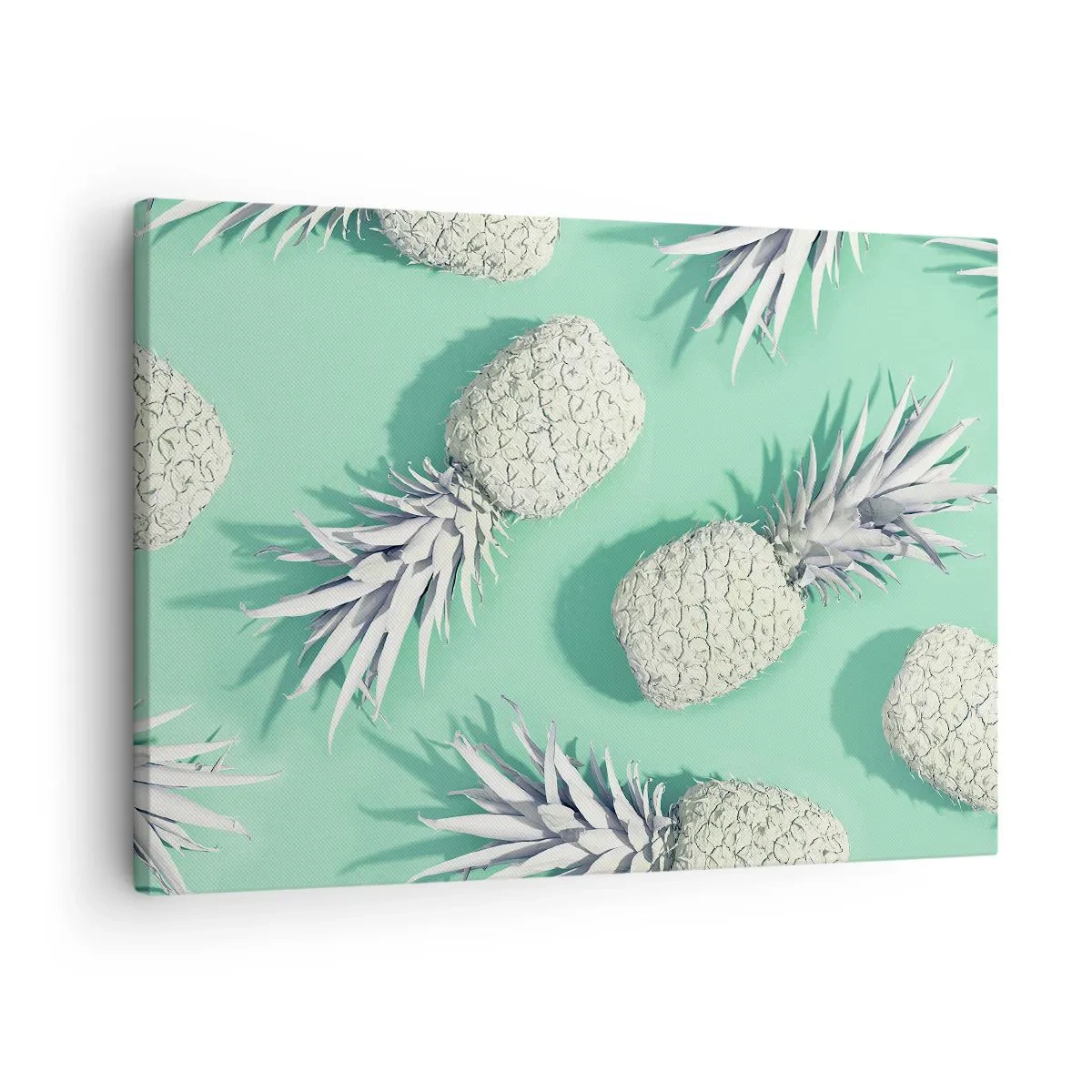 Canvastavla - Bild på duk - Vita ananaser på en pastellbakgrund i minimalistisk stil - 70x50cm - Passar utmärkt med mynta - Modern väggdekoration för vardagsrum och sovrum ARTTOR