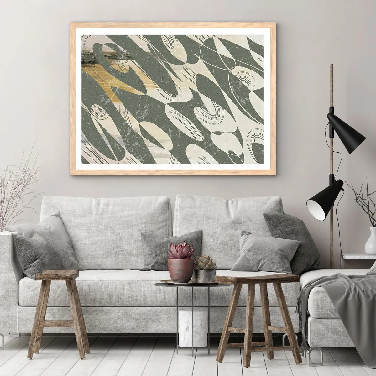 Affisch i ram av ljusek - Rytmisk abstraktion - 50x40 cm