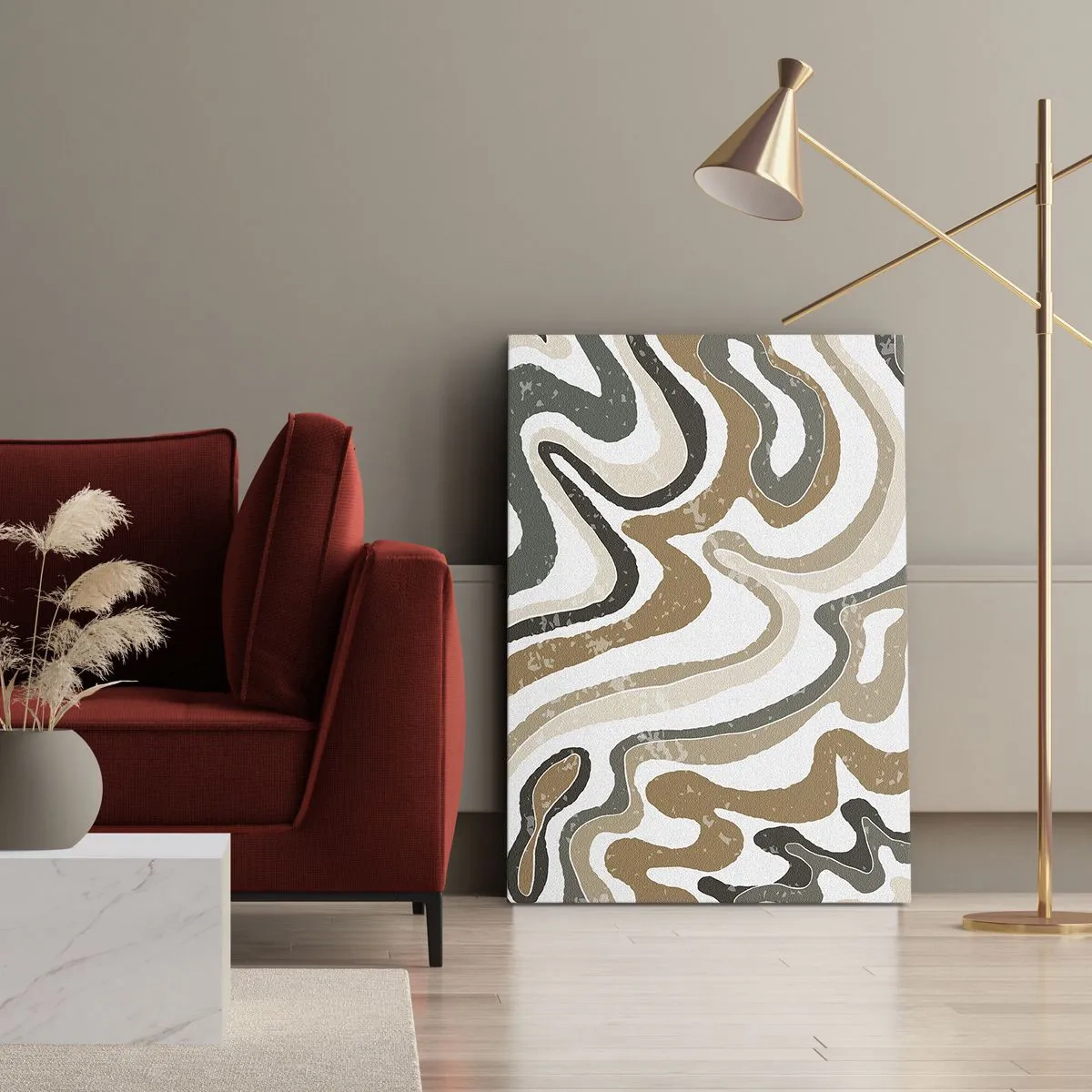 Canvastavla - Bild på duk - Meandrar av jordnära färger - 50x70 cm