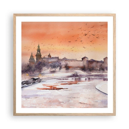 Affisch i ram av ljusek - Kunglig solnedgång - 60x60 cm