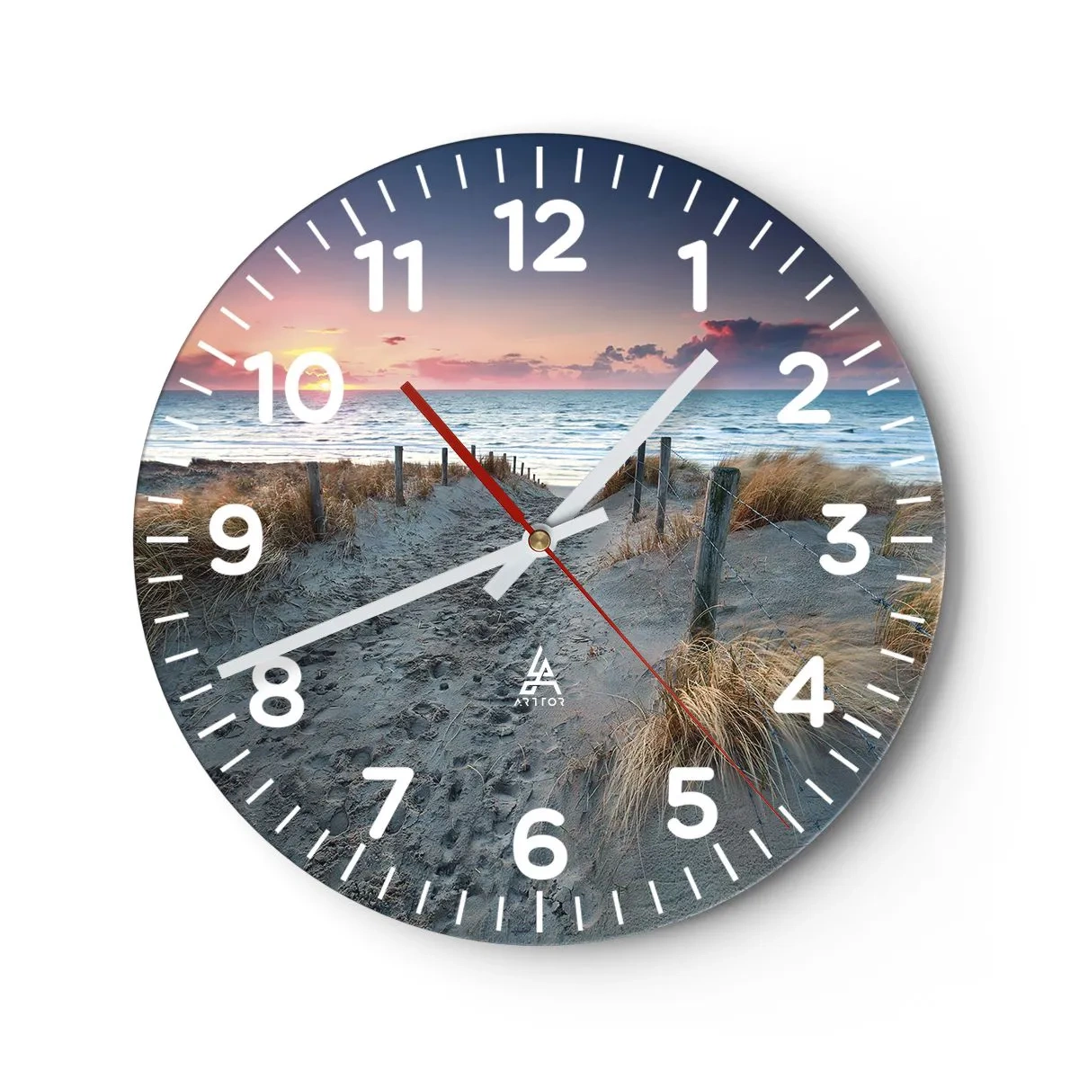 Väggklocka - Klocka på glas - Utspilld skenregnbåge... - 30x30 cm