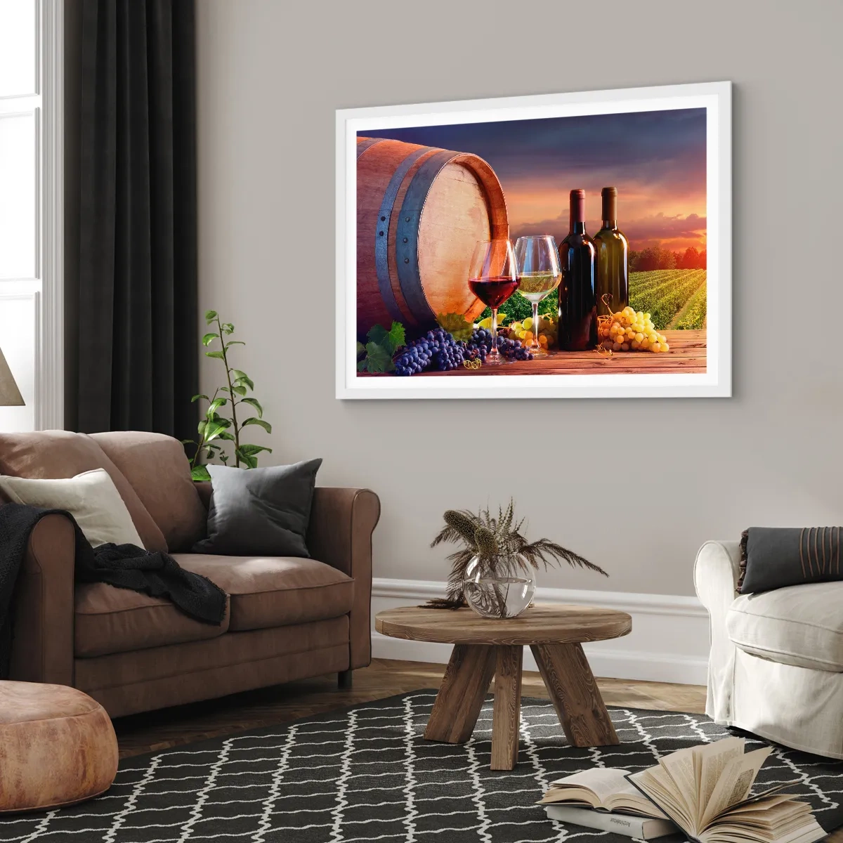 Affisch i vit ram - Här smakar livet - 70x50 cm