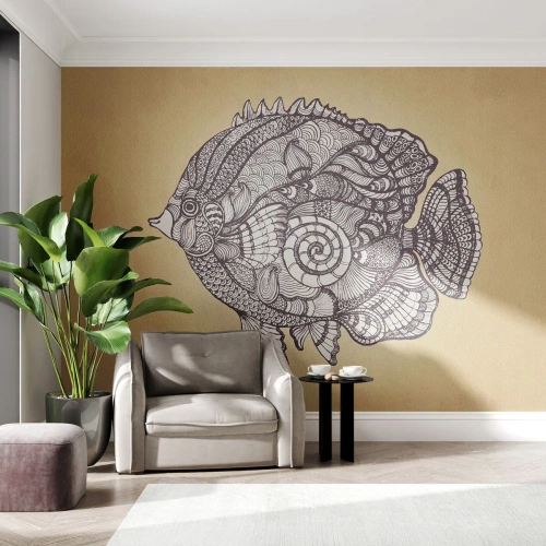 Fototapet Premium Canvas - Från ett hav av ornament - Fisk, Prydnad, Dekoration - 250x175 cm