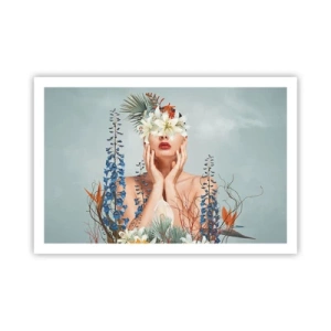 Affisch - Kvinna - blomma - 91x61 cm