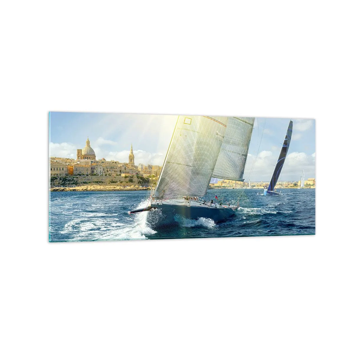 Glastavla - Bild på glas - Dags att lämna staden - 120x50 cm