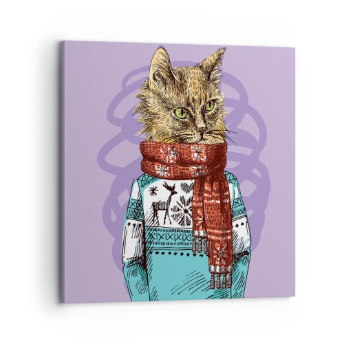 Canvastavla - Bild på duk - Mästerkatten - 70x70 cm