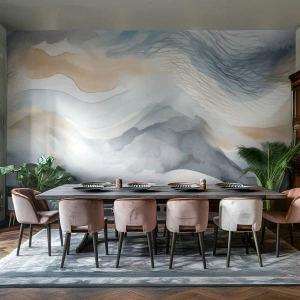 Fototapet på mått Premium Canvas - Snöig och dimmig abstraktion - Bit, Vattenfärg, Minimalism