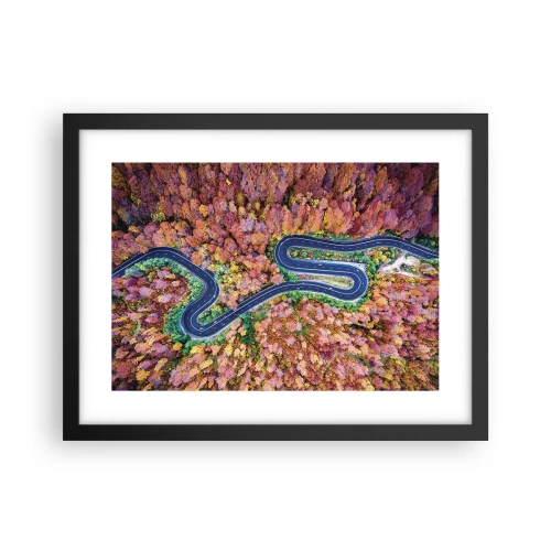 Affisch i svart ram - Slingrande väg genom skogen - 40x30 cm