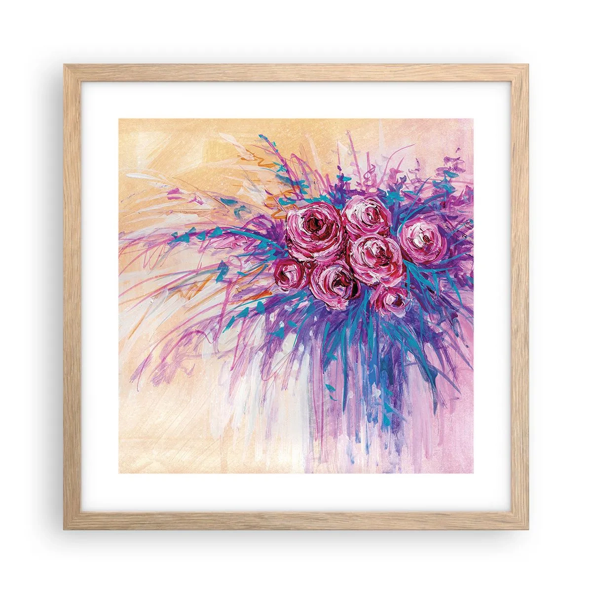 Affisch i ram av ljusek - Rosfontän - 40x40 cm