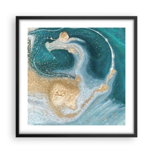 Affisch i svart ram - Guld- och turkosvirvel - 50x50 cm