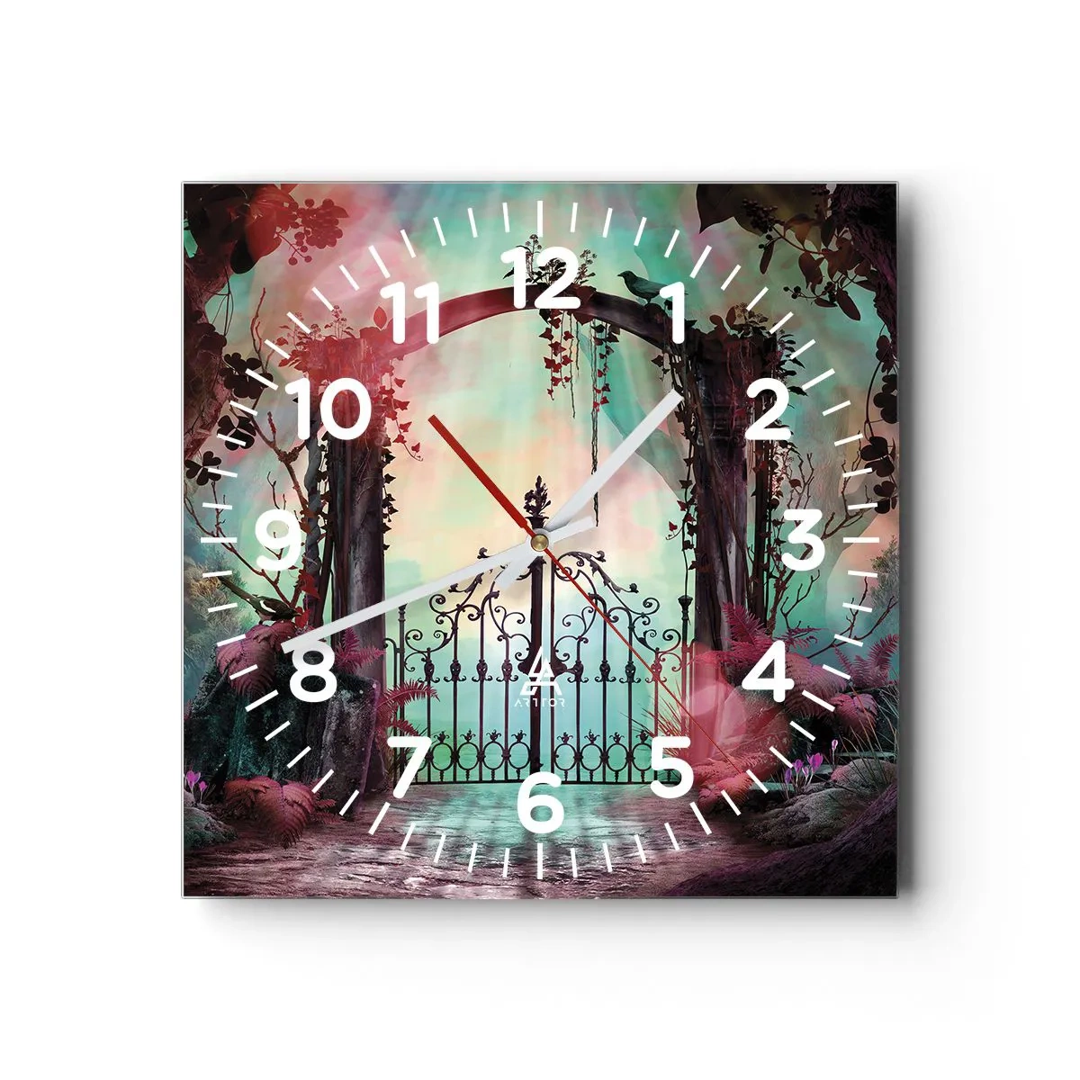 Väggklocka - Klocka på glas - Hemlighetsfull trädgård - 30x30 cm