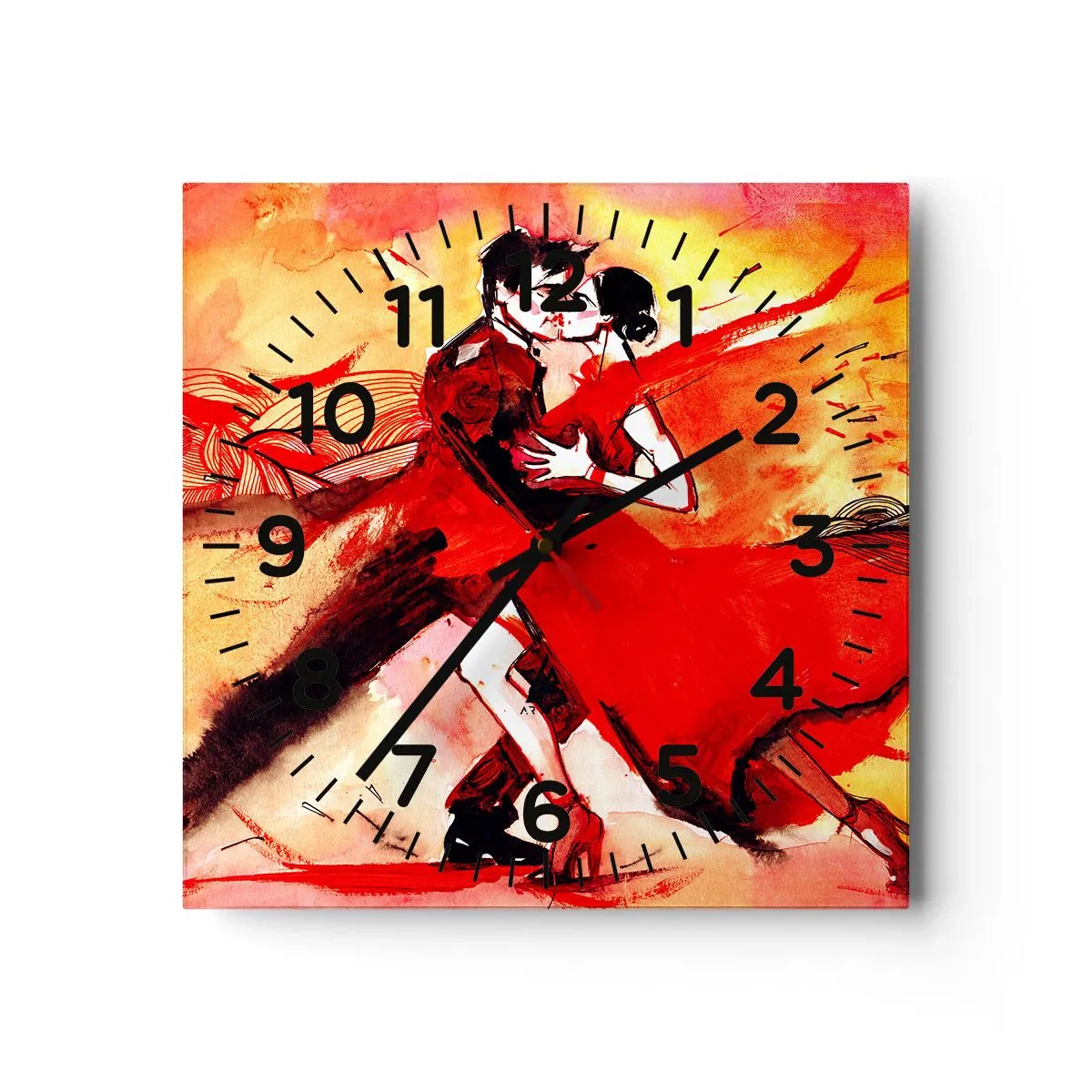 Väggklocka - Klocka på glas - Passionens lila rytm - 30x30 cm