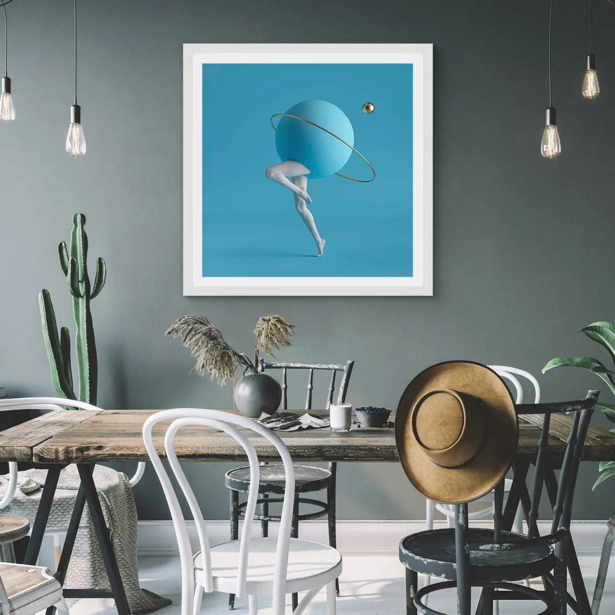 Affisch i vit ram - Och planeterna blir galna - 50x50 cm