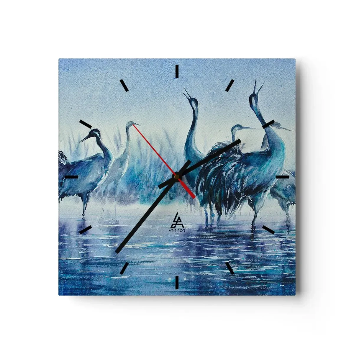 Väggklocka - Klocka på glas - Morgonmöte - 30x30 cm