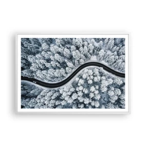 Affisch i vit ram - Genom vinterskogen - 100x70 cm