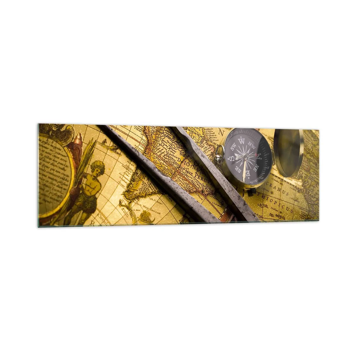 Glastavla - Bild på glas - Var är skatterna? - 160x50 cm