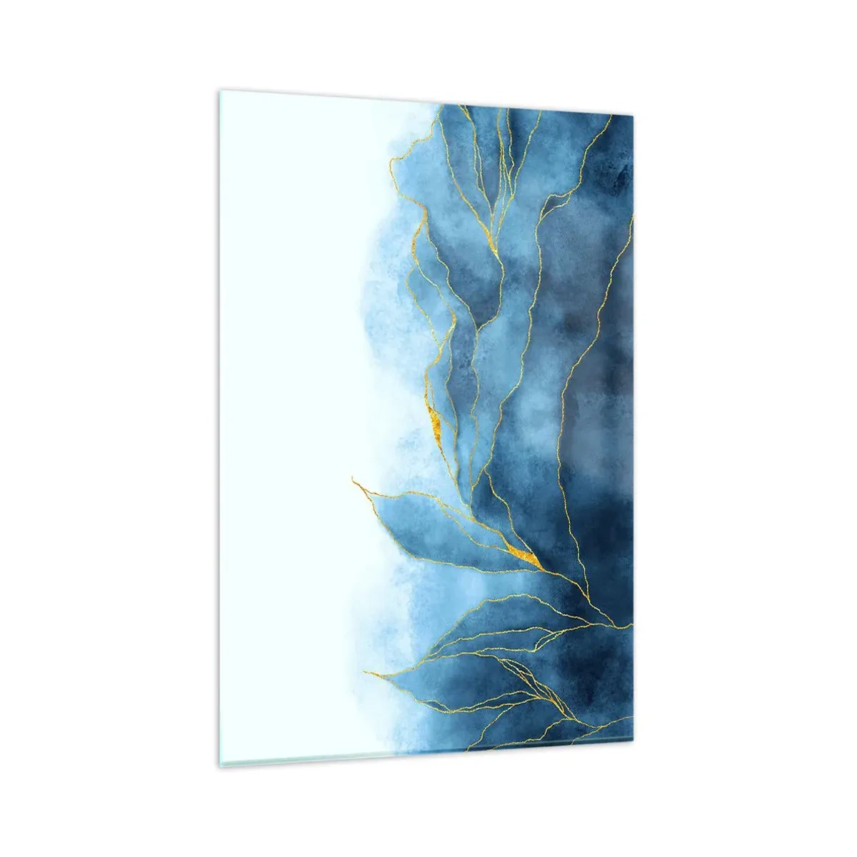 Glastavla - Bild på glas - Blått i guld - 80x120 cm