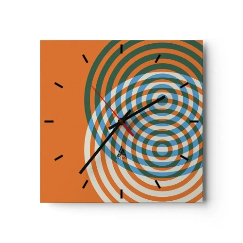 Väggklocka - Klocka på glas - Abstrakt cirkulär variation - 30x30 cm