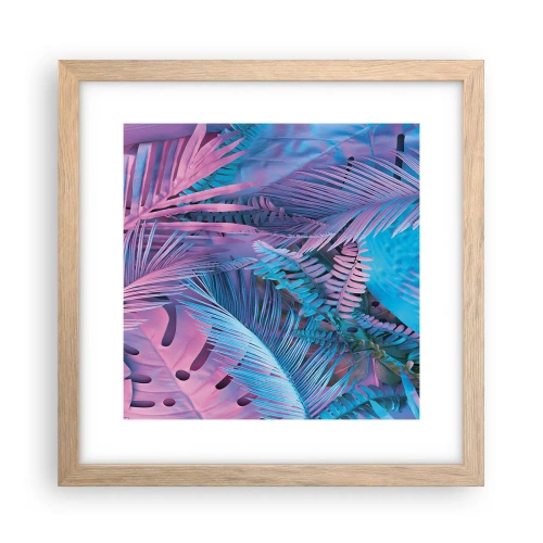 Affisch i ram av ljusek - Tropiken i rosa och blått - 30x30 cm