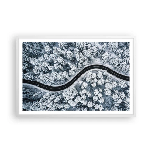 Affisch i vit ram - Genom vinterskogen - 91x61 cm