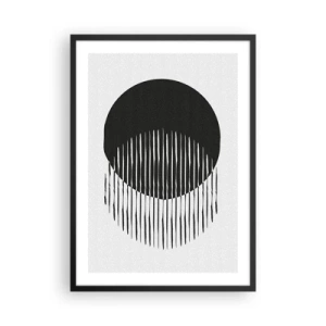 Affisch i svart ram - Abstrakt komposition av en svart cirkel och vertikala linjer - 50x70cm - Hans alter ego - Modern väggdekoration för vardagsrum och sovrum ARTTOR