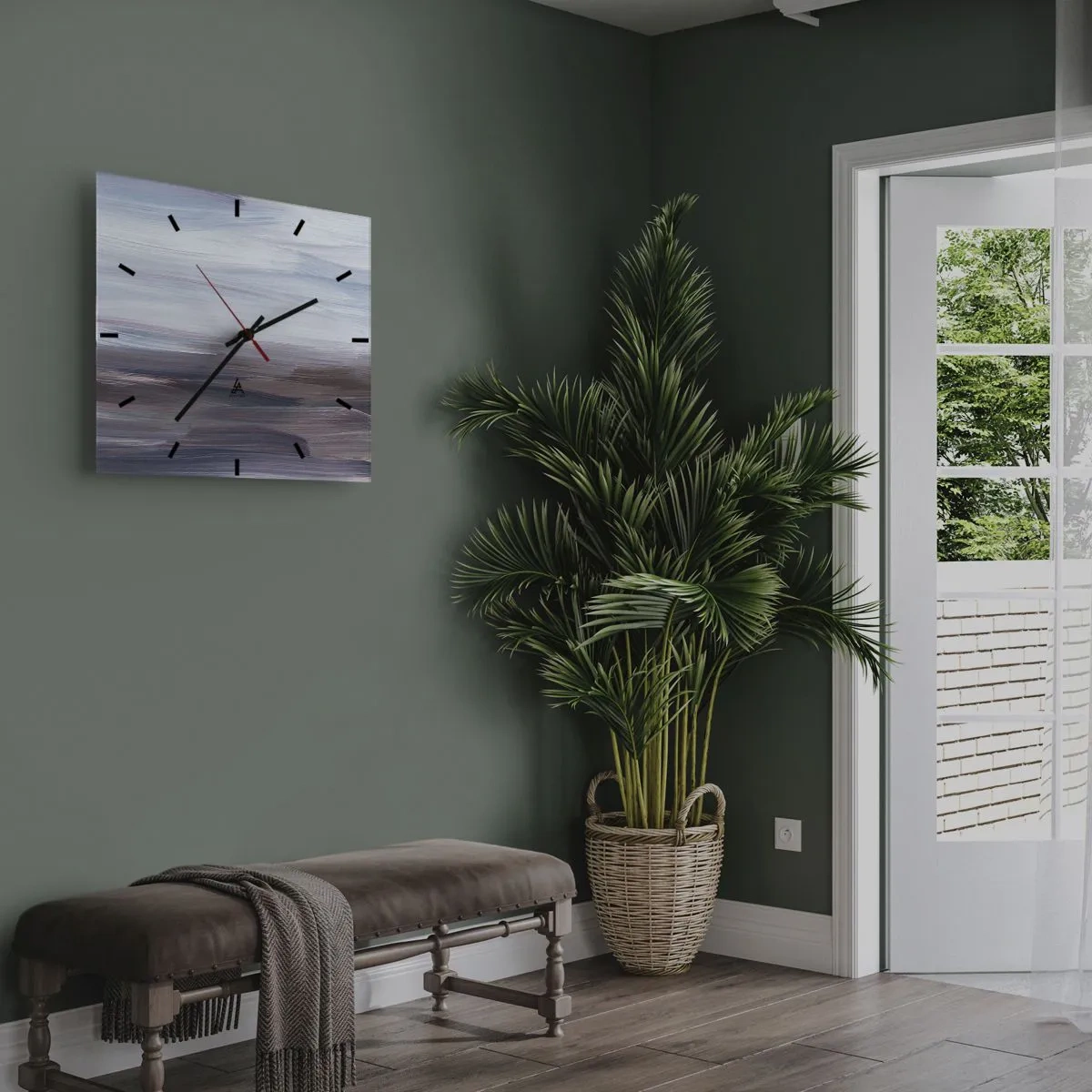 Väggklocka - Klocka på glas - Element: vatten - 30x30 cm