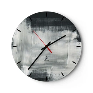 Väggklocka - Klocka på glas - Abstrakt mönster i svarta och vita nyanser - 30x30cm - Vävd av det vertikala och horisontella - Modern väggdekoration för vardagsrum, kök och sovrum ARTTOR