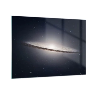 Glastavla - Bild på glas - En spiralgalax som svävar i rymden - 70x50cm - En gång i en galax långt, långt borta.... - Modern väggdekoration för vardagsrum och sovrum ARTTOR