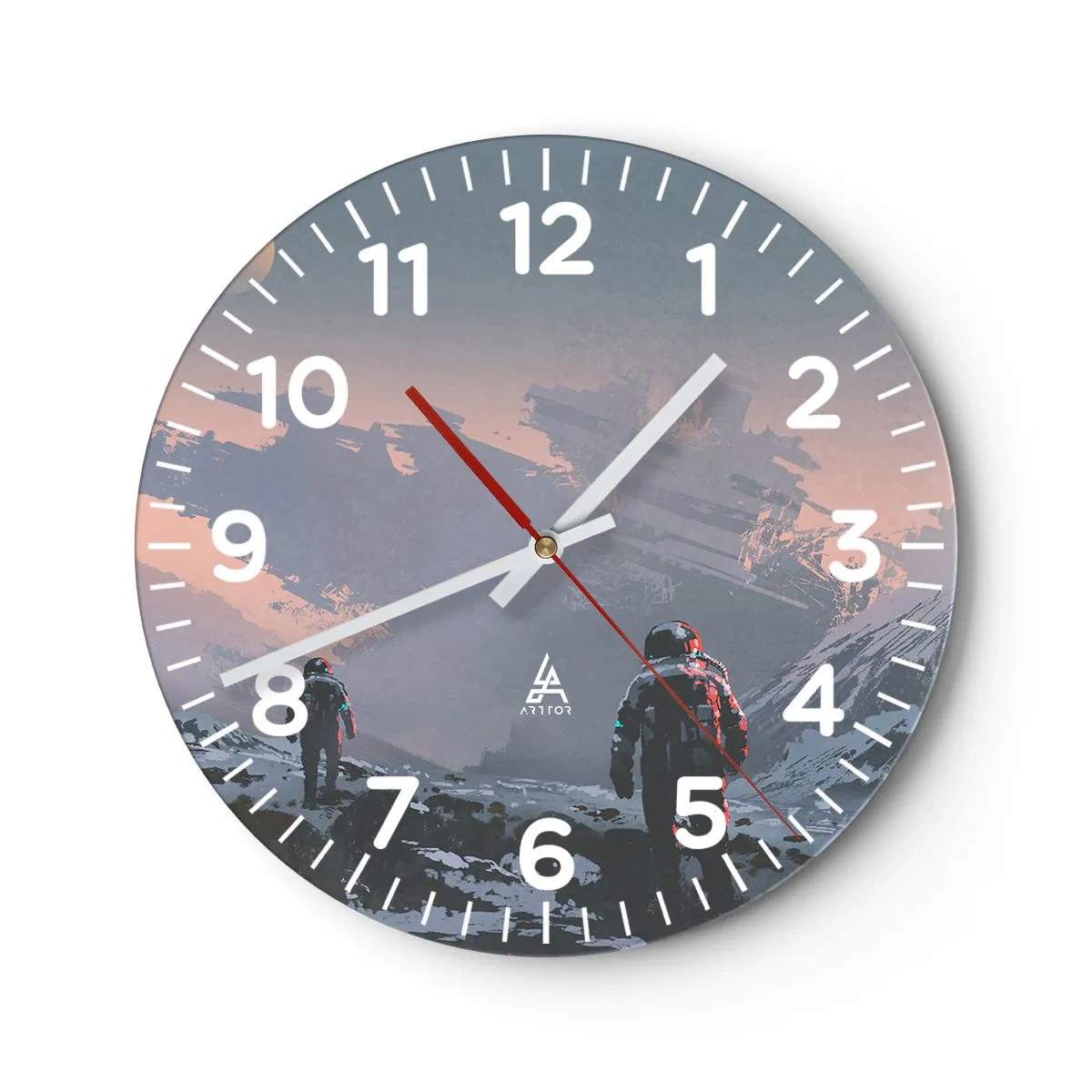 Väggklocka - Klocka på glas - Under en okänd stjärna - 40x40 cm