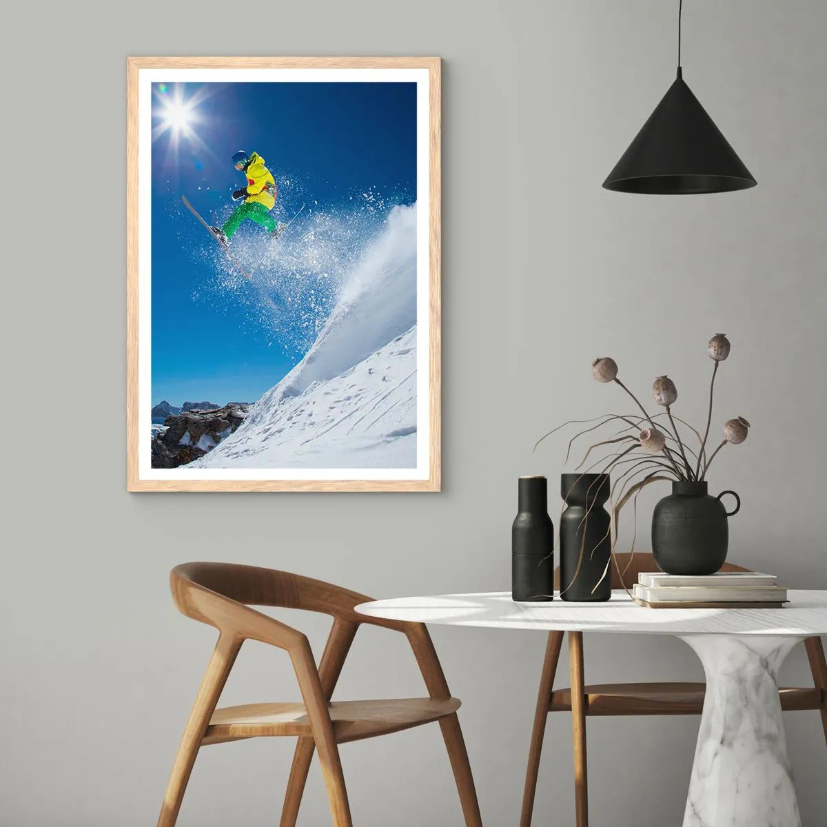Affisch i ram av ljusek - Dansar med fjällen - 30x40 cm