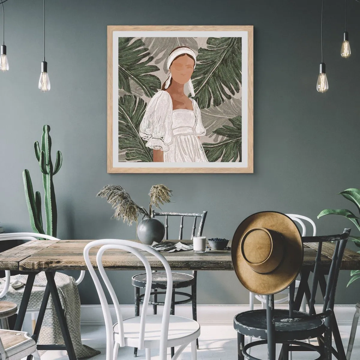 Affisch i ram av ljusek - Exotiskt porträtt - 30x30 cm