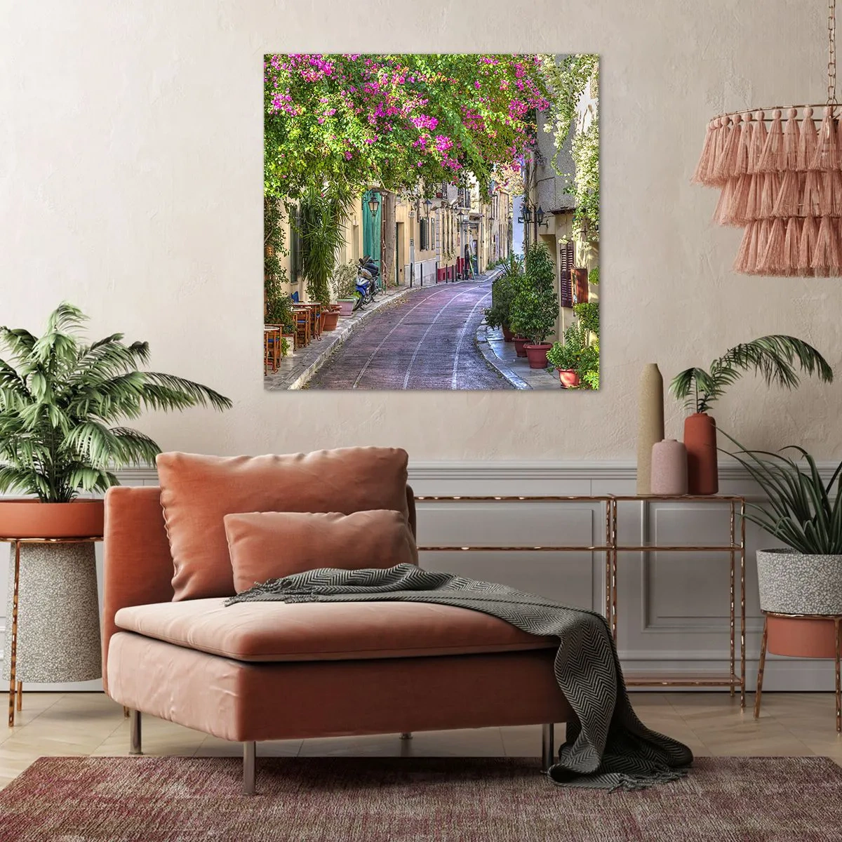 Canvastavla - Bild på duk - Blommande gata - 30x30 cm