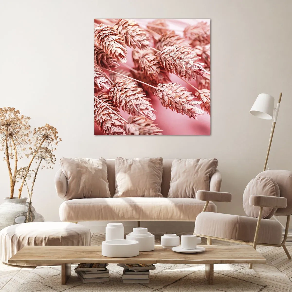 Canvastavla - Bild på duk - Blomkaskad i rosa - 60x60 cm